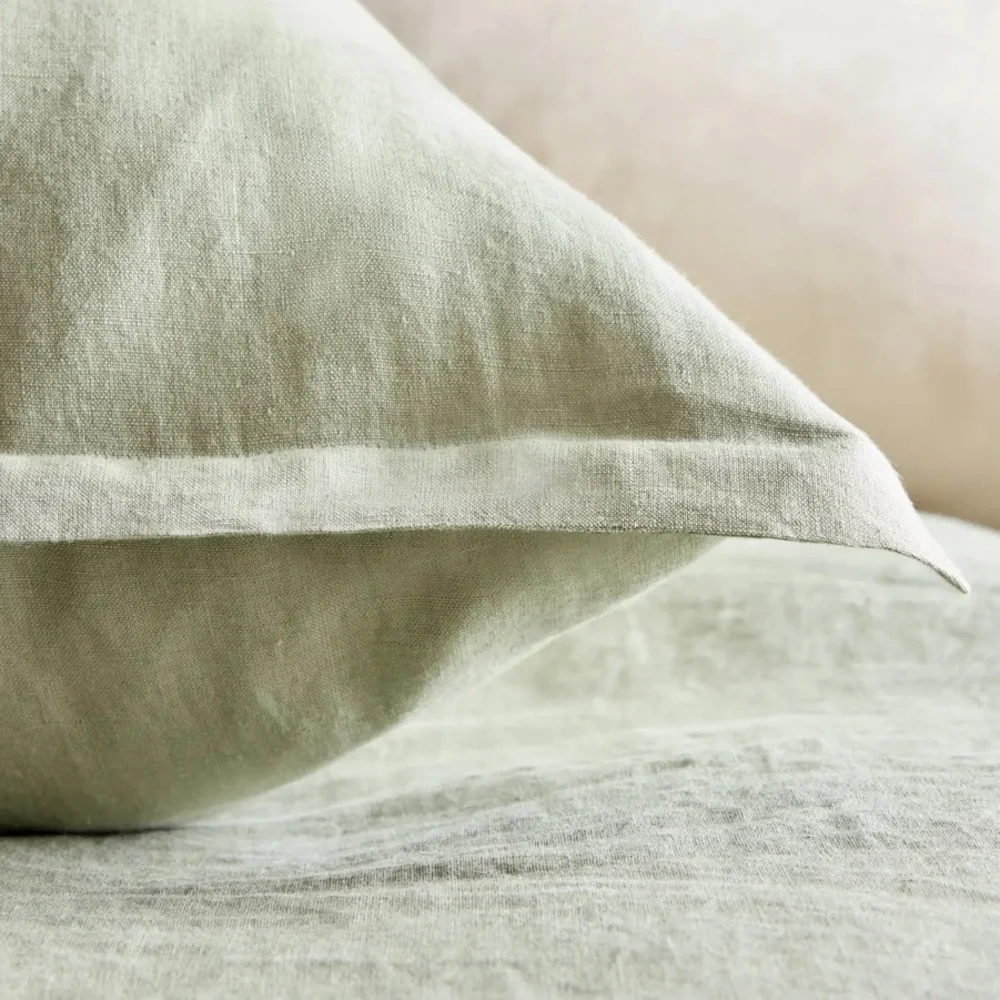 QUINCE European Linen Euro Shams Set Of 2 Willowleaf 3156 - Picture 5 of 10